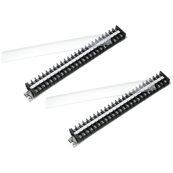 2 Pcs Barrier Terminal Strip Block 660V 20A Dual Rows 25 Positions Rail Base Screw Connector(The Shell Is Made of Flame Retardant and Heat Resistant Material)