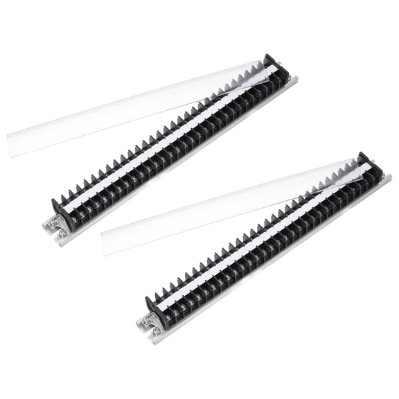2 Pcs Barrier Terminal Strip Block 660V 15A Dual Rows 30 Positions Rail Base Screw Connector(The Shell Is Made of Flame Retardant and Heat Resistant Material)