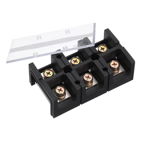 1 Pcs Barrier Terminal Strip Block 600V 200A Dual Rows 4 Positions Rail Base Screw Connector(The Shell Is Made of Flame Retardant and Heat Resistant Material)