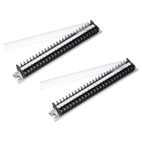 2 Pcs Barrier Terminal Strip Block 660V 15A Dual Rows 25 Positions Nickel Plated Copper Rail Base Screw Connector(The Shell Is Made of Flame Retardant and Heat Resistant Material)