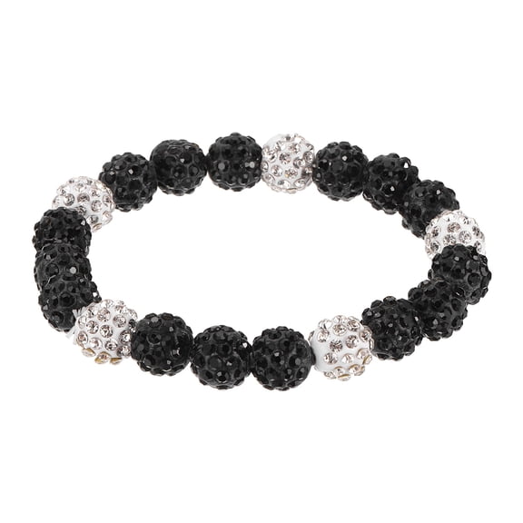 Uxcell Baseball Bracelet, Ice Collection Bracelets Bling Rhinestone Inspired Bead Disco Ball - Fit for (Men/Women/Players/Birthday Gift), 7.5 in & Silicone & Black White
