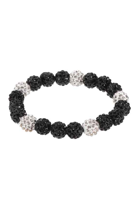 Baseball Bracelet, Ice Collection Bracelets Bling Rhinestone Inspired Bead Disco Ball - Fit for (Men/Women/Players/Birthday Gift), 7.5 in & Silicone & Black White