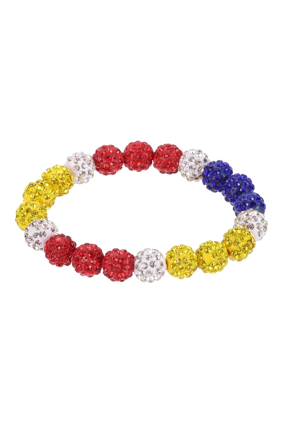 Baseball Bracelet, Ice Collection Bracelets Bling Rhinestone Inspired Bead Disco Ball - Fit for (Men/Women/Players/Birthday Gift), 7.5 in & Silicone & Red White Blue Yellow