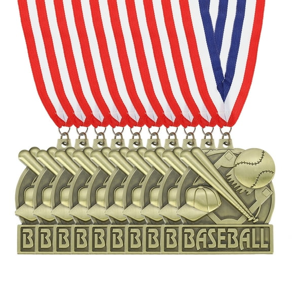 Uxcell Baseball Games Court Award Medals with Ribbons, Winner Medals Prizes for Competitions Sports Party Gold