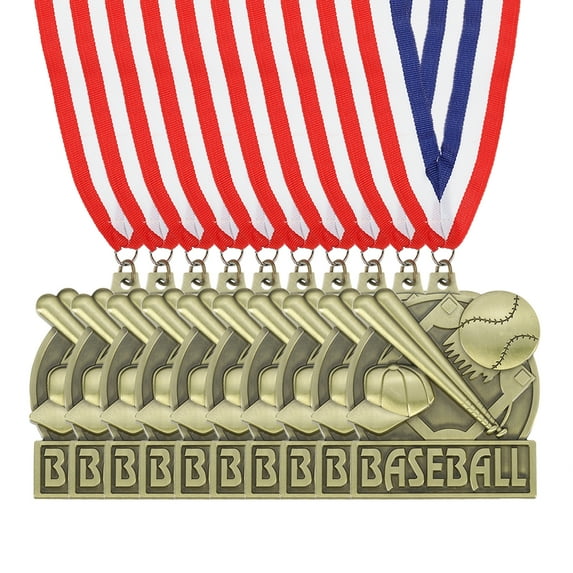 Uxcell Baseball Games Court Award Medals with Ribbons, Winner Medals Prizes for Competitions Sports Party Gold
