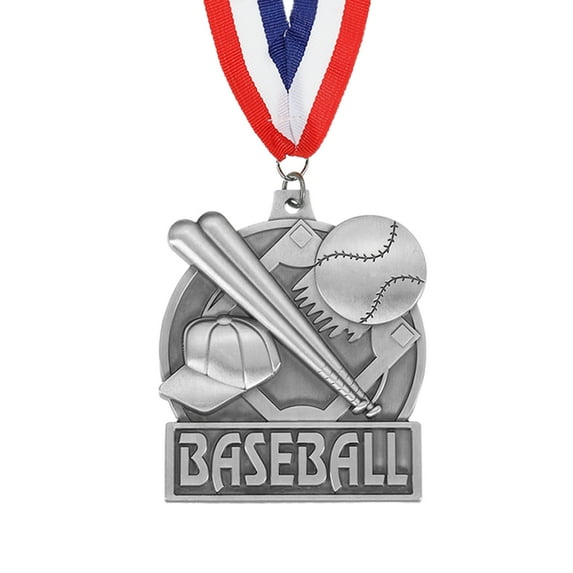 Uxcell Baseball Games Court Award Medals with Ribbons, Winner Medals Prizes for Competitions Sports Silver