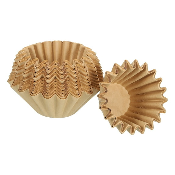 Uxcell 100Pcs 1-2 Cup Basket Coffee Filters Paper Filter Drip Coffee Makers Universal Disposable Brewing Brown 6.1*1.8"