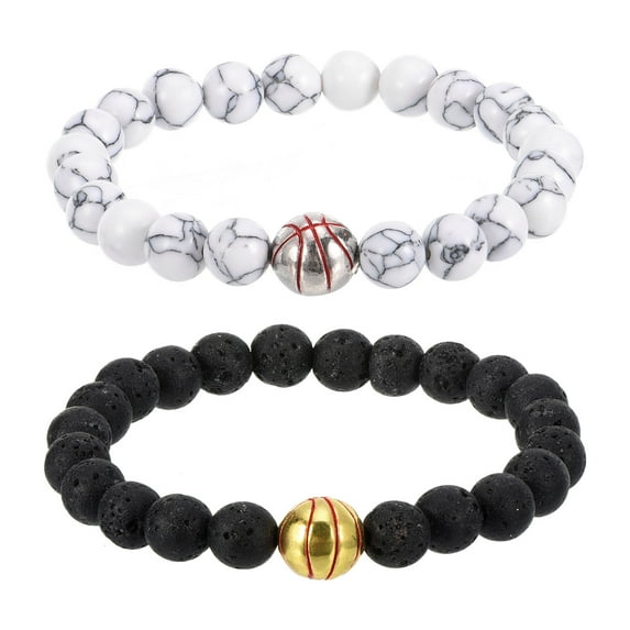 Uxcell Basketball Bracelets, 2 Pcs Basketball Gifts Adjustable Wristbands Black White