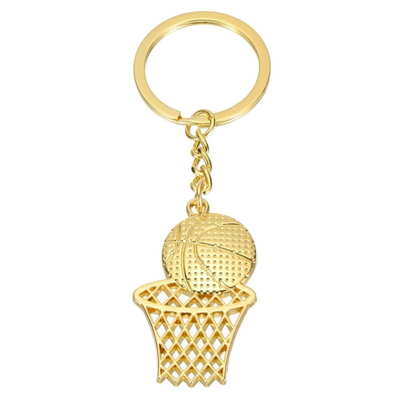 Uxcell Basketball Hoop Keychain, Mini Cute Sports Basketball Key Chain Sport Ball Pendant Key Ring Bag, Gold