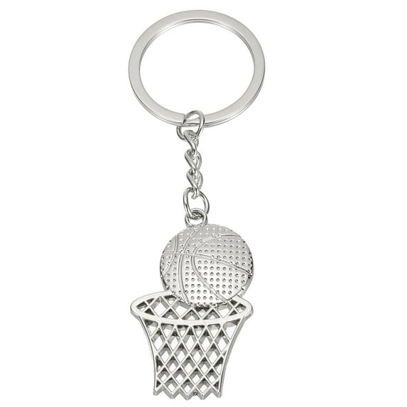 Uxcell Basketball Hoop Keychain, Mini Cute Sports Basketball Key Chain Sport Ball Pendant Key Ring Bag, Silver