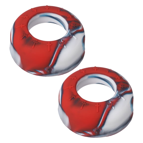 Uxcell Bat Grip Choke Up Ring, Pressure Baseball Rings Bat Knob Soft Silicone Grip Rings Improve Swing and Increase Control 2Pcs & Blue-Red-white - Fit for (Baseball/Softball/Teeball)