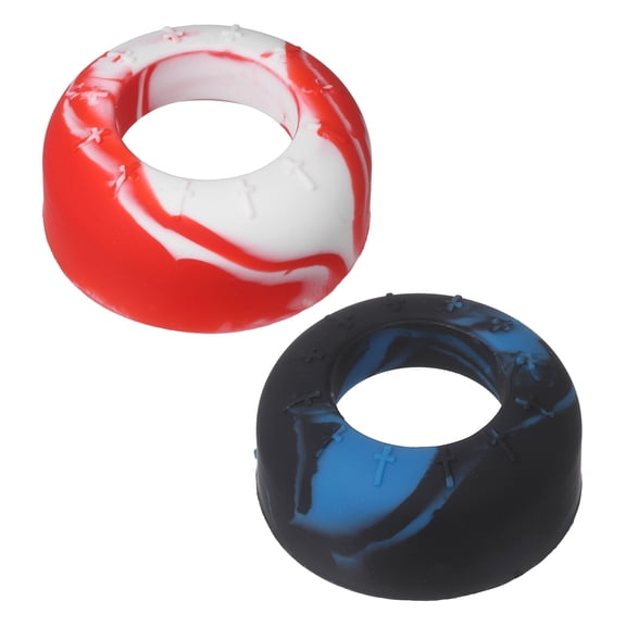 Uxcell Bat Grip Choke Up Ring, Pressure Baseball Rings Bat Knob Soft Silicone Grip Rings Improve Swing Increase Control 2Pcs & Blue-black/Red-white - Fit for (Baseball/Softball/Teeball)