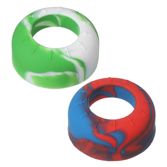 Uxcell Bat Grip Choke Up Ring, Pressure Baseball Rings Bat Knob Soft Silicone Grip Rings Improve Swing Increase Control 2Pcs & Green-white/Blue-red - Fit for (Baseball/Softball/Teeball)