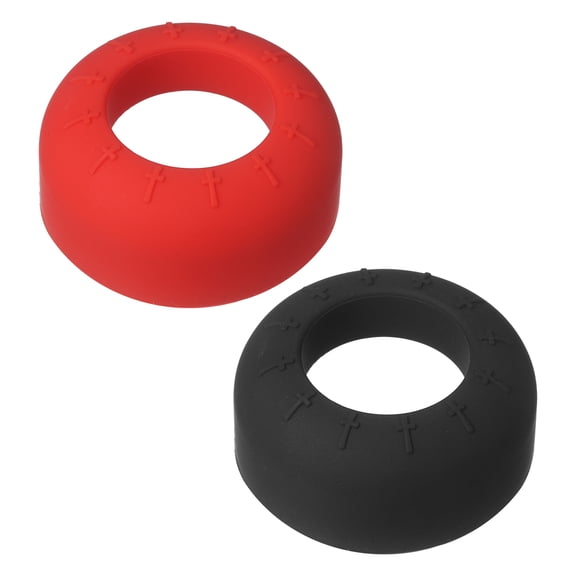 Uxcell Bat Grip Choke Up Ring, Pressure Baseball Rings Bat Knob Soft Silicone Grip Rings Improve Swing and Increase Control 2Pcs & Red/Black - Fit for (Baseball/Softball/Teeball)