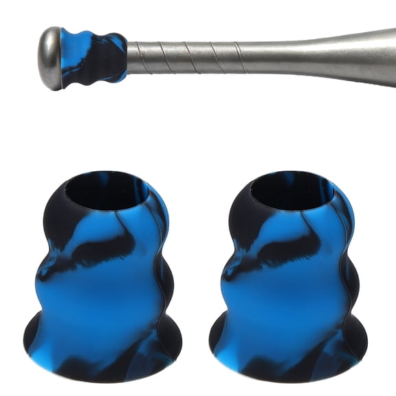 Uxcell Bat Taper, Bat Knob Taper Softball Grip Silicone Non-slip Ergonomic Enhanced Grip Easy Installation 2Pcs & Blue-Black - Fit for (Most Softball Bats/Baseball)