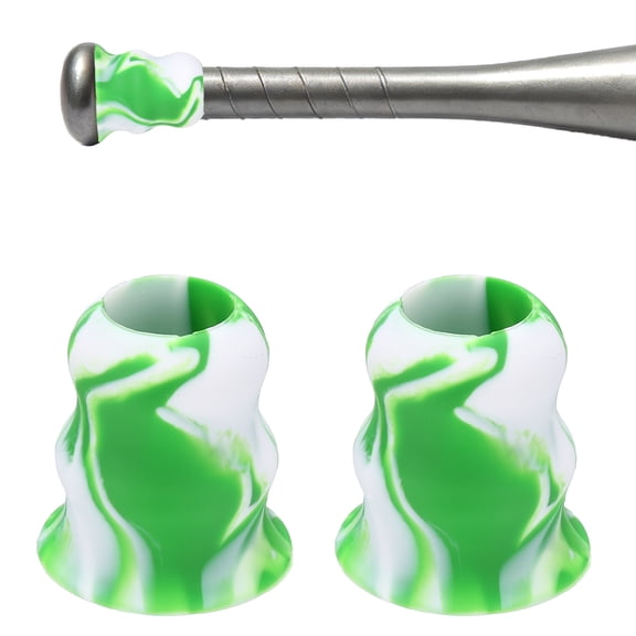 Uxcell Bat Taper, Bat Knob Taper Softball Grip Silicone Non-slip Ergonomic Enhanced Grip Easy Installation 2Pcs & Green-White - Fit for (Most Softball Bats/Baseball)