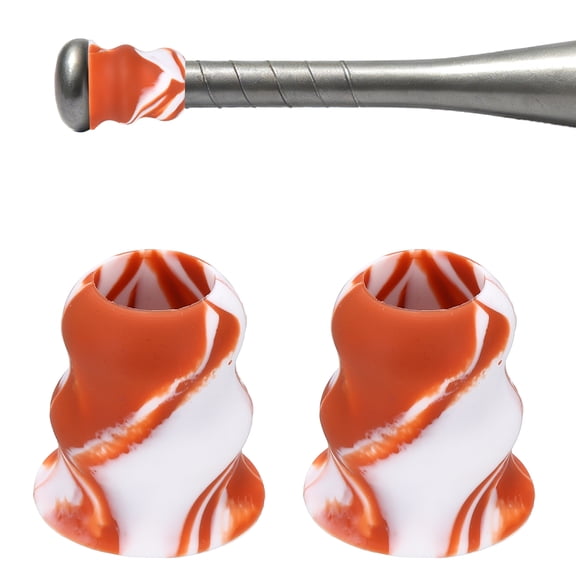 Uxcell Bat Taper, Bat Knob Taper Softball Grip Silicone Non-slip Ergonomic Enhanced Grip Easy Installation 2Pcs & Orange-White - Fit for (Most Softball Bats/Baseball)