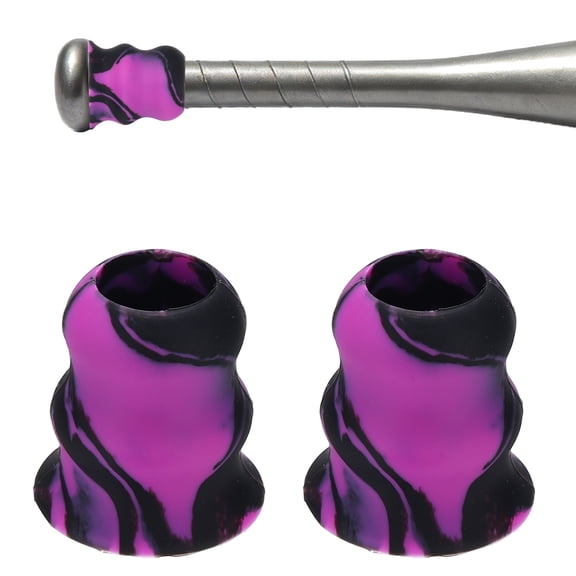 Uxcell Bat Taper, Bat Knob Taper Softball Grip Silicone Non-slip Ergonomic Enhanced Grip Easy Installation 2Pcs & Purple-Black - Fit for (Most Softball Bats/Baseball)