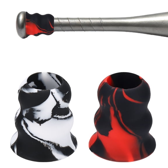 Uxcell Bat Taper, Bat Knob Taper Softball Grip Silicone Non-slip Ergonomic Enhanced Grip Easy Installation 2Pcs & Red-Black / Black-White - Fit for (Most Softball Bats/Baseball)
