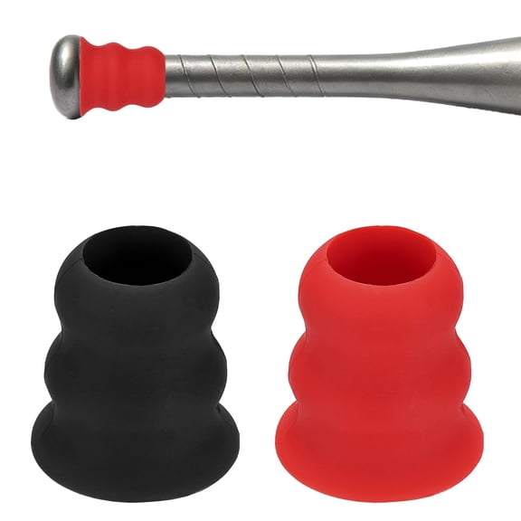 Uxcell Bat Taper, Bat Knob Taper Softball Grip Silicone Non-slip Ergonomic Enhanced Grip Easy Installation 2Pcs & Red / Black - Fit for (Most Softball Bats/Baseball)