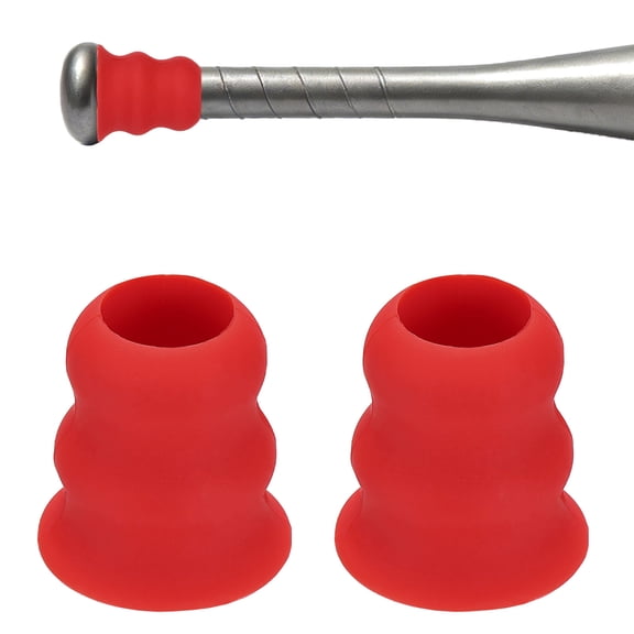 Uxcell Bat Taper, Bat Knob Taper Softball Grip Silicone Non-slip Ergonomic Enhanced Grip Easy Installation 2Pcs & Red - Fit for (Most Softball Bats/Baseball)