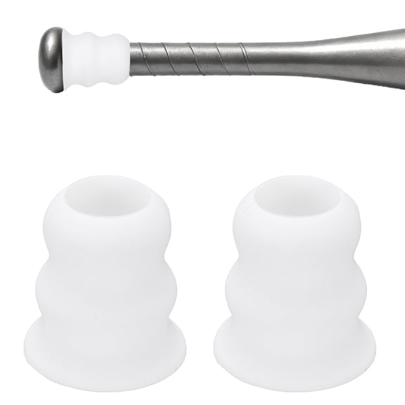 Uxcell Bat Taper, Bat Knob Taper Softball Grip Silicone Non-slip Ergonomic Enhanced Grip Easy Installation 2Pcs & White - Fit for (Most Softball Bats/Baseball)