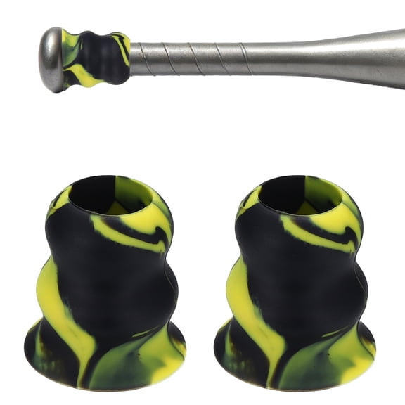 Uxcell Bat Taper, Bat Knob Taper Softball Grip Silicone Non-slip Ergonomic Enhanced Grip Easy Installation 2Pcs & Yellow-Black - Fit for (Most Softball Bats/Baseball)