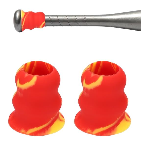 Uxcell Bat Taper, Bat Knob Taper Softball Grip Silicone Non-slip Ergonomic Enhanced Grip Easy Installation 2Pcs & Yellow-Red - Fit for (Most Softball Bats/Baseball)