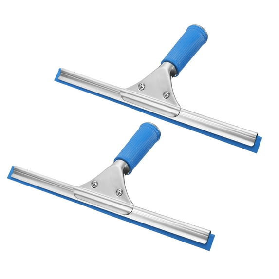Uxcell Bath Window Squeegee Stainless Steel All Purpose Cleaning Tool 11.81 Inch Blue, 2 Pack