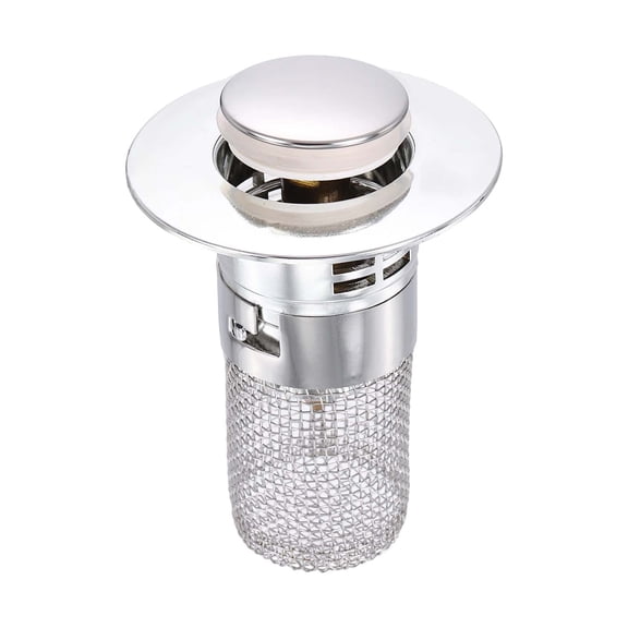 Uxcell Bathroom Sink Drain Strainer, Brass Sink Drain Stopper with Removable Stainless Steel Filter Basket Hair Catcher Fit 1.18"-2.36" Hole for Sinks Bathtubs