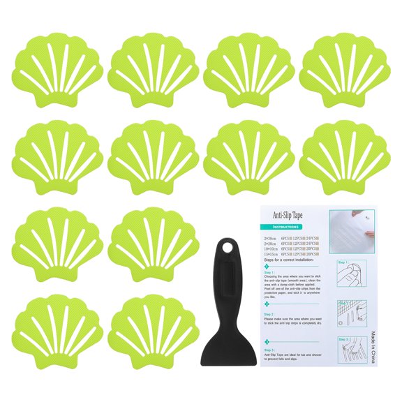 Uxcell Bathtub Non Slip Stickers 3.54x2.76 Inch, 12 Pack Shell Safety Anti Slip Stickers with Adhesive Decals, Light Green
