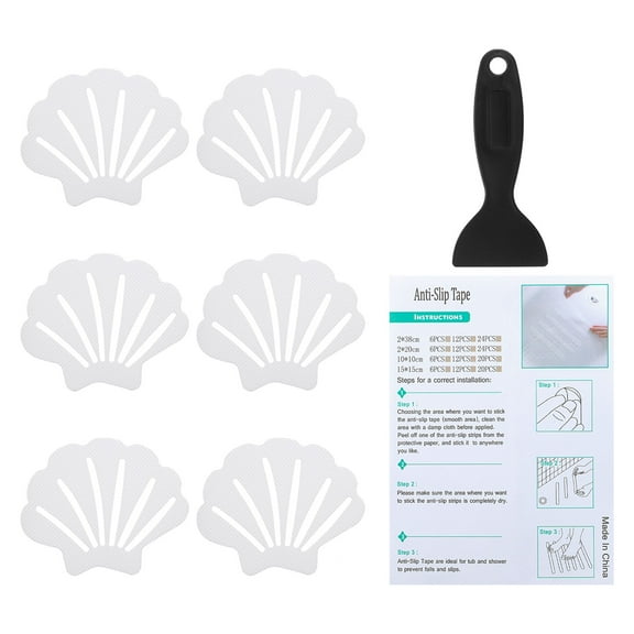 Uxcell Bathtub Non Slip Stickers 3.54x2.76 Inch, 6 Pack Shell Safety Anti Slip Stickers with Adhesive Decals, Clear