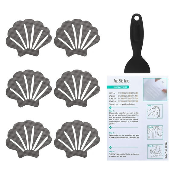 Uxcell Bathtub Non Slip Stickers 3.54x2.76 Inch, 6 Pack Shell Safety Anti Slip Stickers with Adhesive Decals, Gray