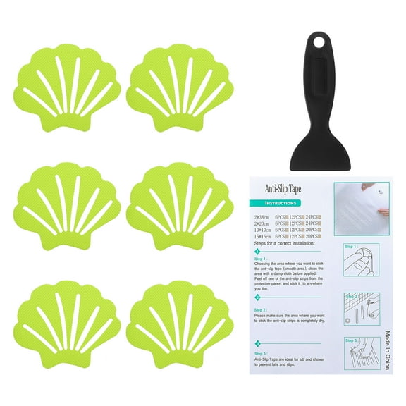 Uxcell Bathtub Non Slip Stickers 3.54x2.76 Inch, 6 Pack Shell Safety Anti Slip Stickers with Adhesive Decals, Light Green