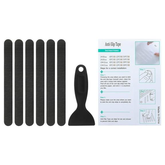 Bathtub Non Slip Stickers 7.87x0.79 Inch, 6 Pack Stickers with Adhesive Decals Scraper for Bath Tub Shower, Black