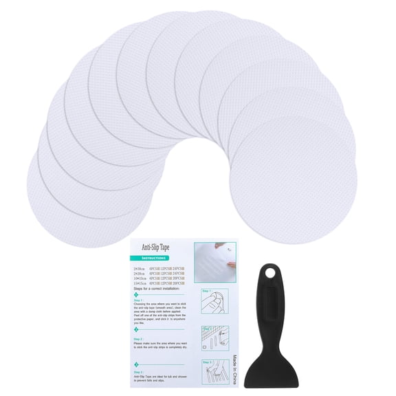 Bathtub Non Slip Stickers, 12 Pack Stickers with Adhesive Decals Scraper for Bath Tub Shower, White