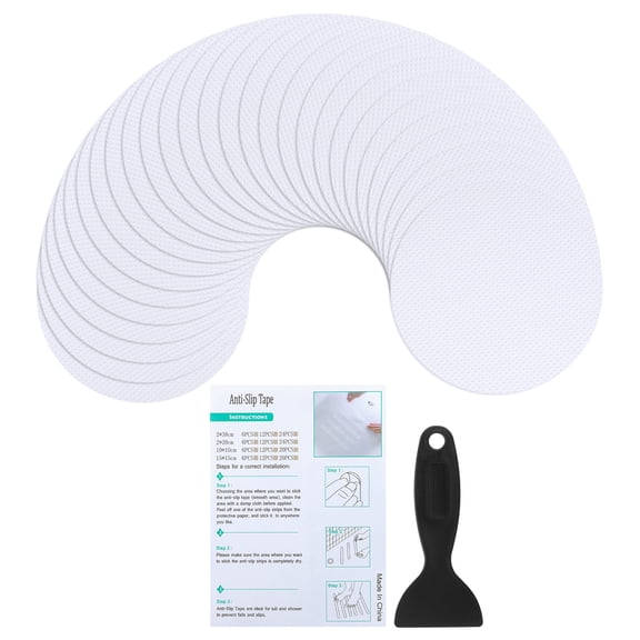 Bathtub Non Slip Stickers, 20 Pack Stickers with Adhesive Decals Scraper for Bath Tub Shower, White