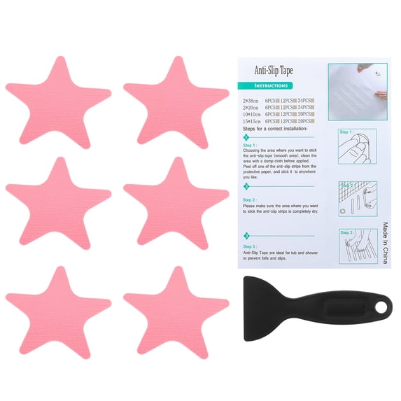 Uxcell Bathtub Non Slip Stickers Safety Shower Floor Anti Slip Stickers with Adhesive Decals Scraper for Bath Tub Shower Floor Pink