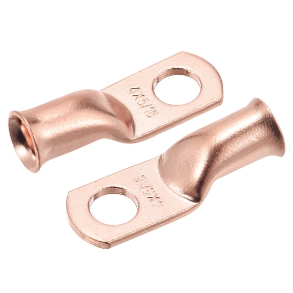 Uxcell Battery Cable Ends 0.33 Inch 4 AWG Ring Terminals Bare Copper Eyelet 15 Pcs