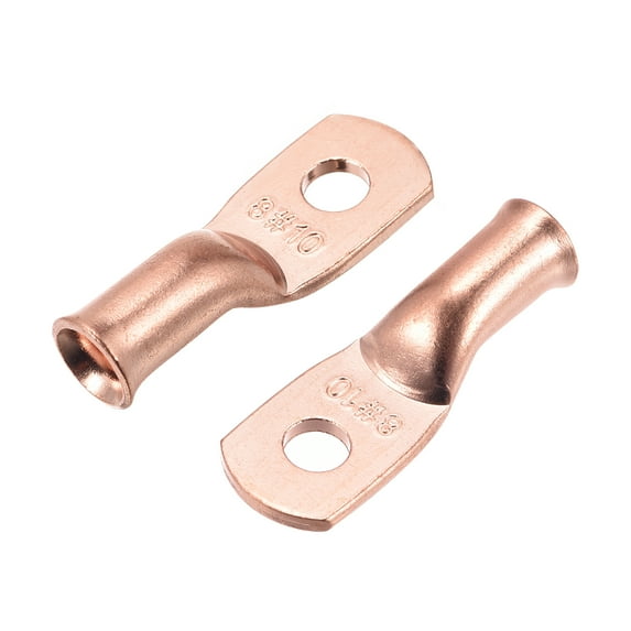 Uxcell Battery Cable Ends 8 AWG Tubular Ring Terminals Closed End Crimp Connectors Bare Copper Eyelet 10 Pcs
