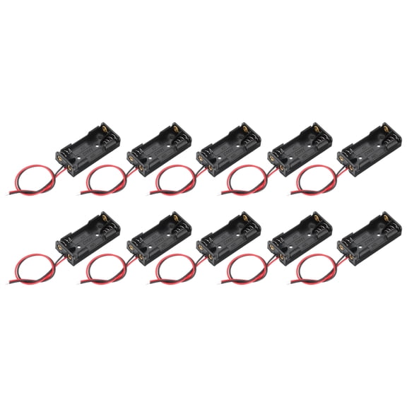 Uxcell Battery Holder Box 2 x AAA, 2 Slots 5.91" Wire AAA-Batteries Holder Box Container, 10Pcs