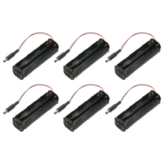 Uxcell Battery Holder Box 8 x AA, 8 Slots 6.54" Wire with ON/OFF Switch with DC Head 6Pcs