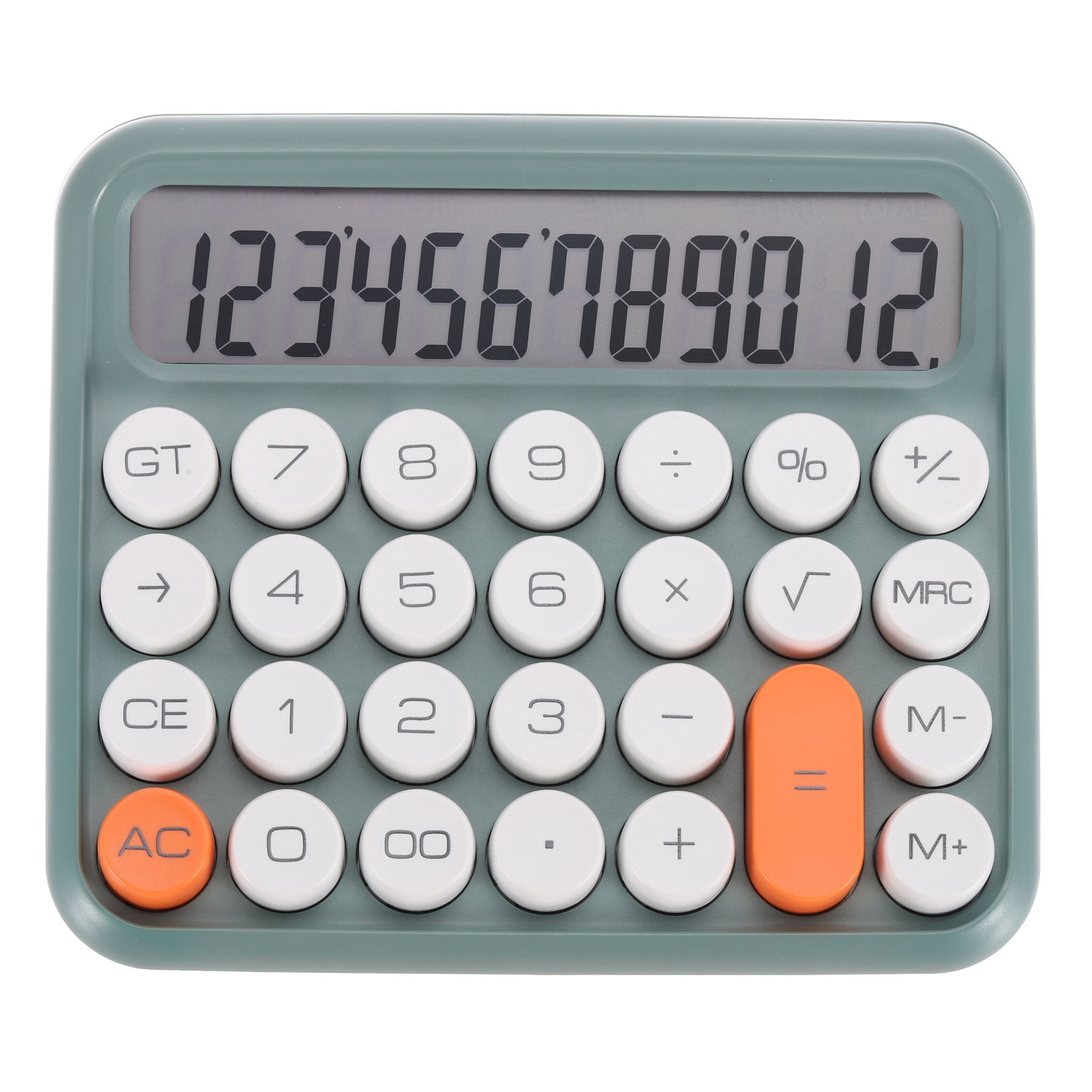 Uxcell Battery Power 12 Digits Cute Calculator Mechanical Switch Calculator, Green