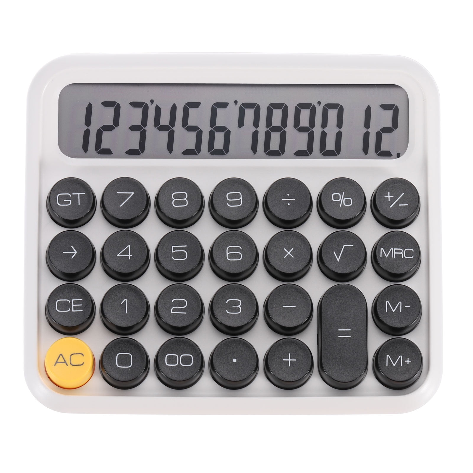 Uxcell Battery Power 12 Digits Cute Calculator Mechanical Switch Calculator, White