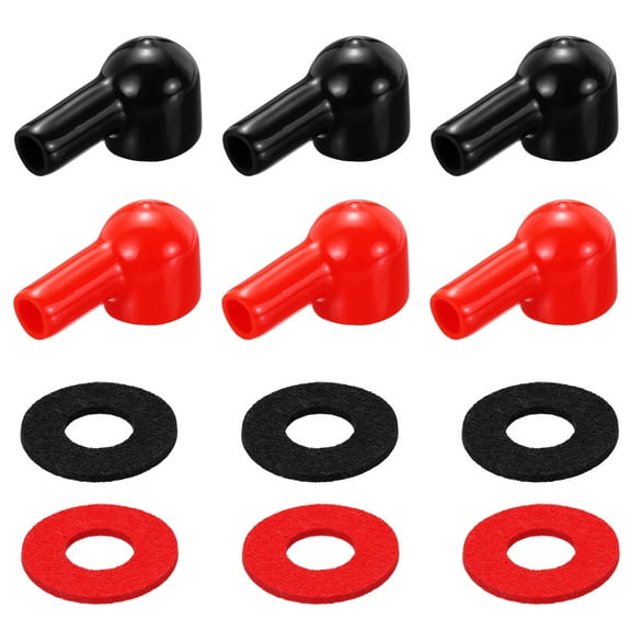Battery Terminal Cover, 6 Pcs Battery Terminal Protector Truck Battery Terminal Cover with Washers Black Red L4-14-34mm for Car Accessories Truck Marine Boat