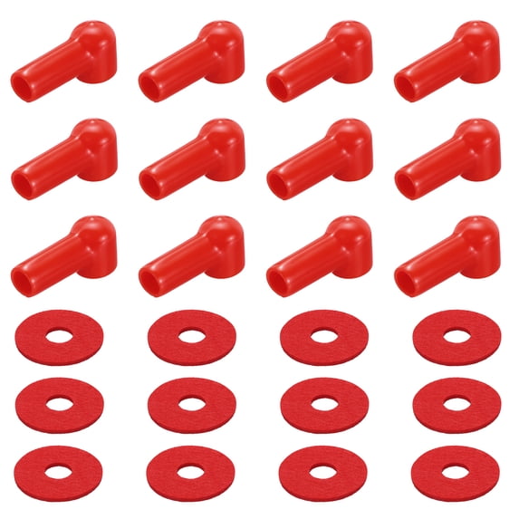 Battery Terminal Cover, 12 Pcs Battery Terminal Protector Truck Battery Terminal Cover with Washers Red L10-14-45mm for Car Accessories Truck Marine Boat