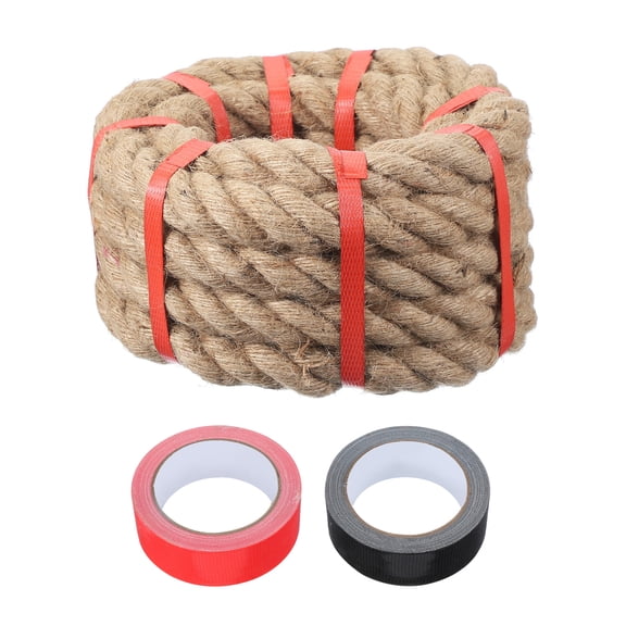 Uxcell Battle Rope 15ft x 1.1 Inch Jute Heavy Fitness Training Gym Climbing Rope Exercise Workout Ropes for Strength Training Home Workouts Sport