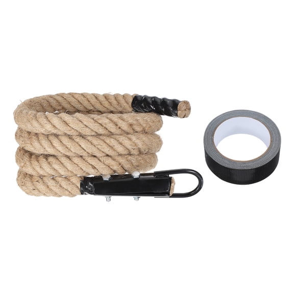 Uxcell Battle Rope Jute Heavy Fitness Training Gym Climbing Rope with Metal Hook Exercise Workout for Strength 10ft x 1.5 Inch