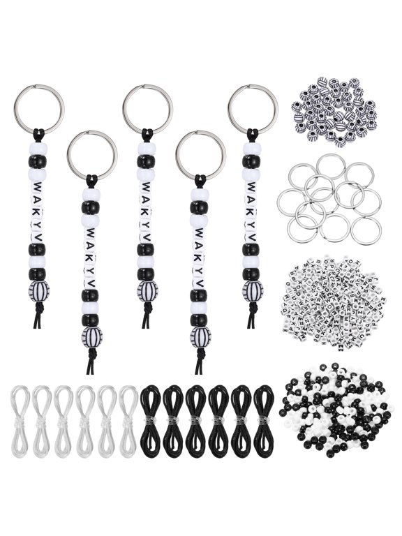 Bead Keychain Making Kit, DIY Beadable Keychain Bars Making Alphabet Letter Key Rings Craft Set Heart Shaped Keyring Cute Color/Volleyball & 564Pcs -for(Charm/Gifts/Party Favor)