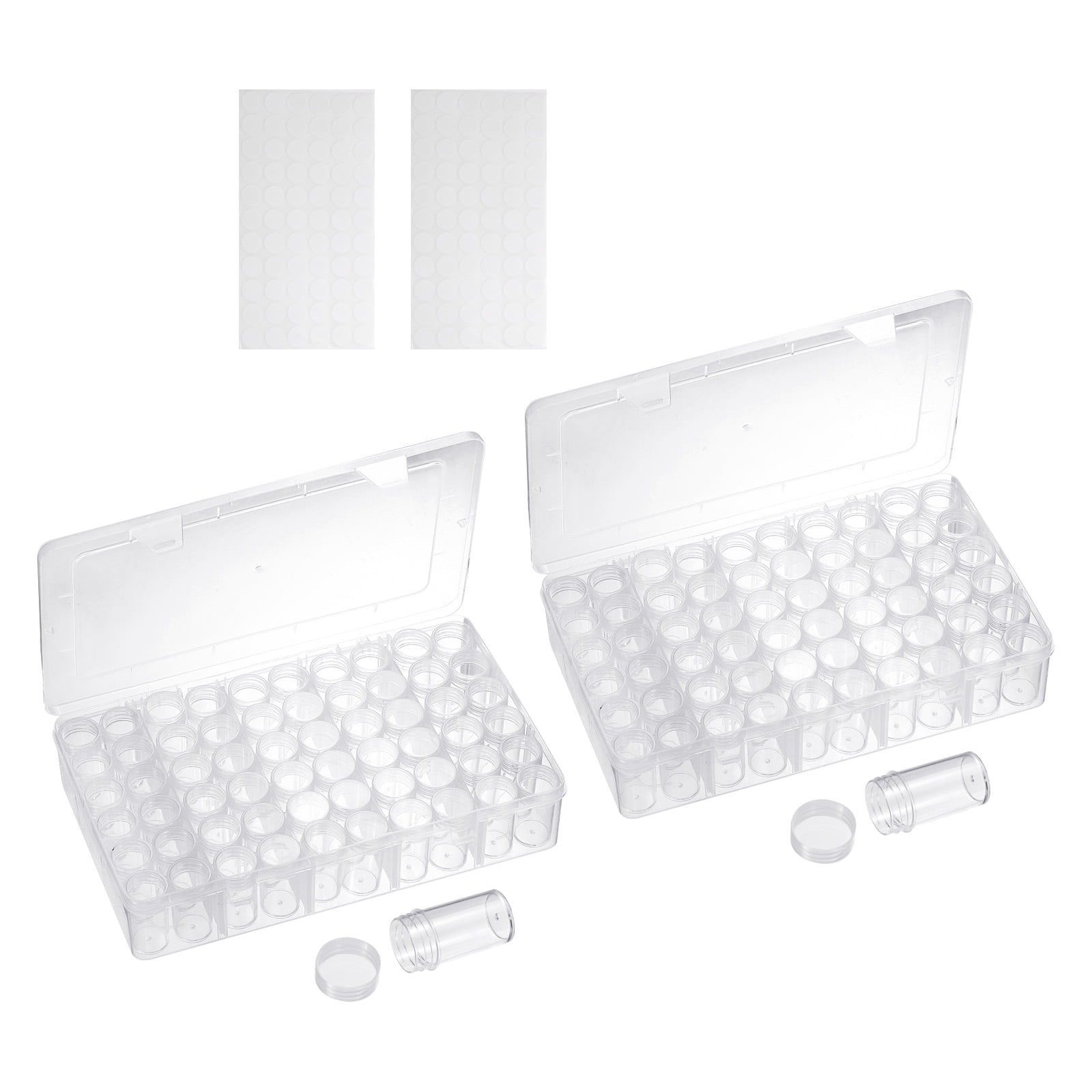 Uxcell Bead Organizer Box Diamond Art Containers 2pcs Rectangular Plastic Storage Case 120pcs Mini Clear Bead Storage Containers Boxes with 132pcs Stickers for Jewelry Beading Crafts